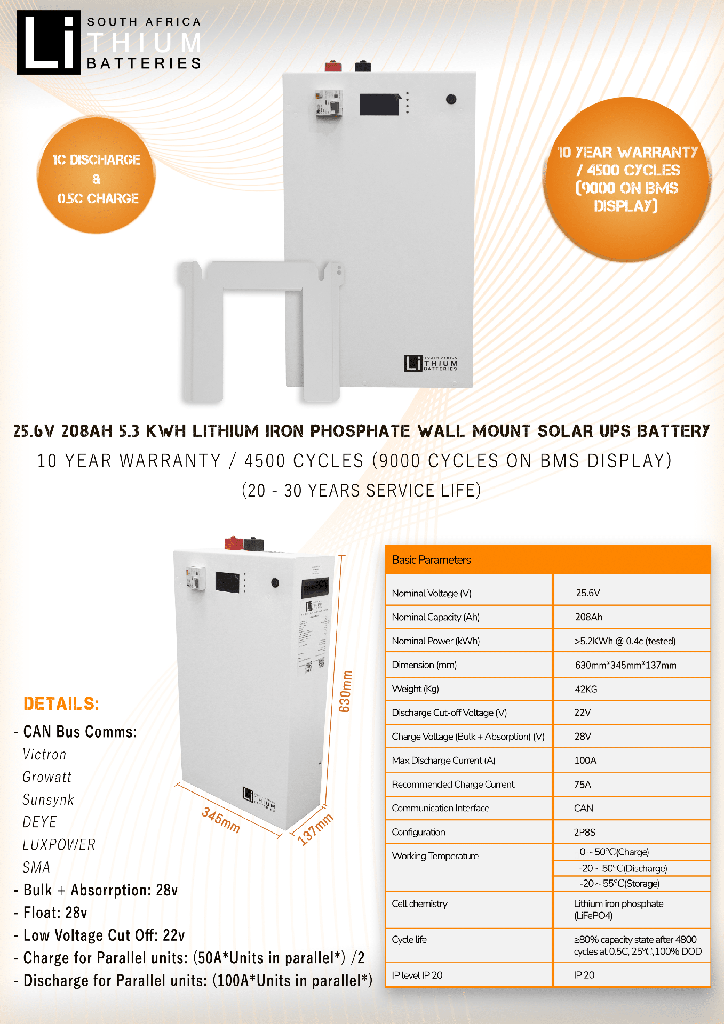 ​LBSA 5.3kWh 24V 208Ah LiFePO4 Battery